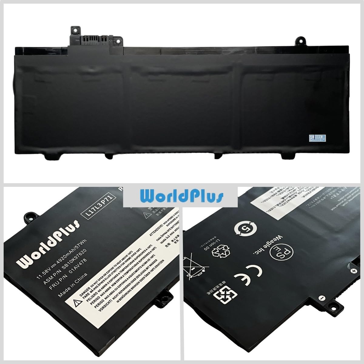 WorldPlus L17L3P71 01AV478 互換バッテリー レノボ Lenovo ThinkPad T480s 対応 01AV479 01AV480 L17M3P71