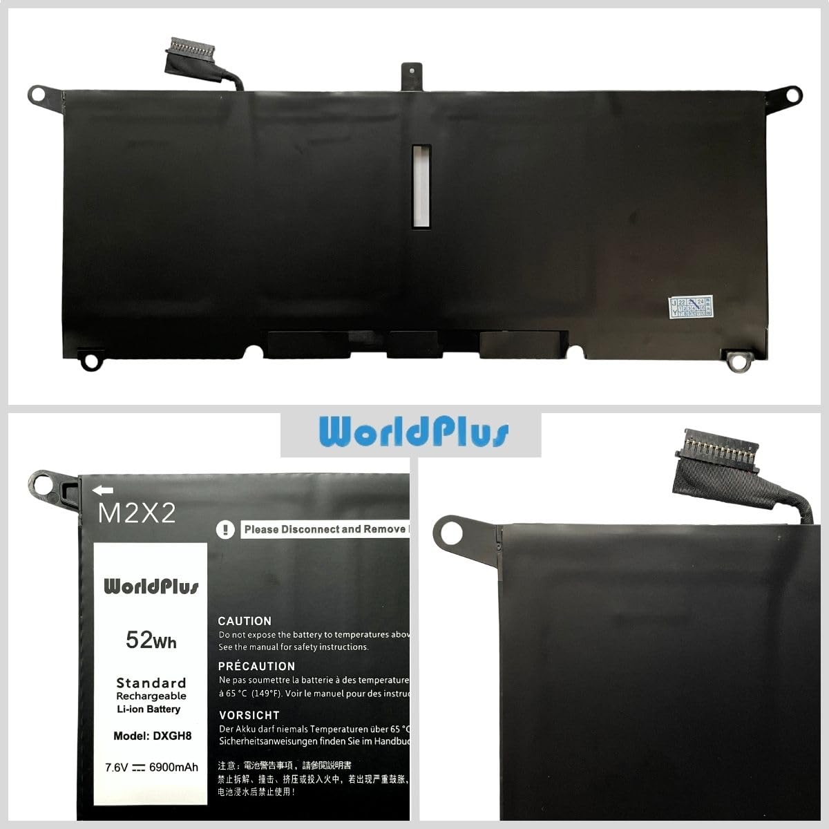 WorldPlus DXGH8 バッテリー DELL XPS 13 9370 9380 7390 / Inspiron 13 5390 5391 / Latitude 3301 E3301